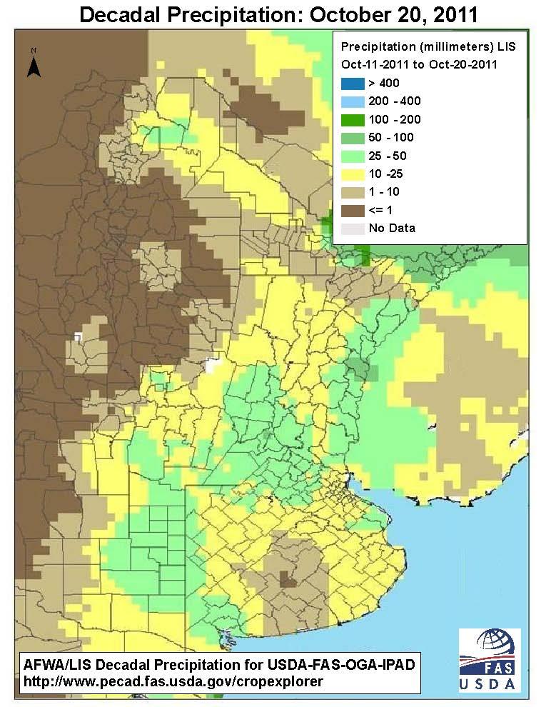 Argentina Corn: Favorable Rainfall Boosts Corn Plantings and Prospects The USDA forecasts Argentine corn production for 2011/12 at 29.0 million tons, up 1.