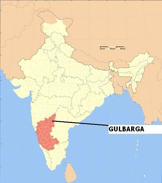 Map No. 2. Gulbarga district in Karnataka and India 1. Brief History: The District was under the rule of Nijam of Hyderabad before independence.