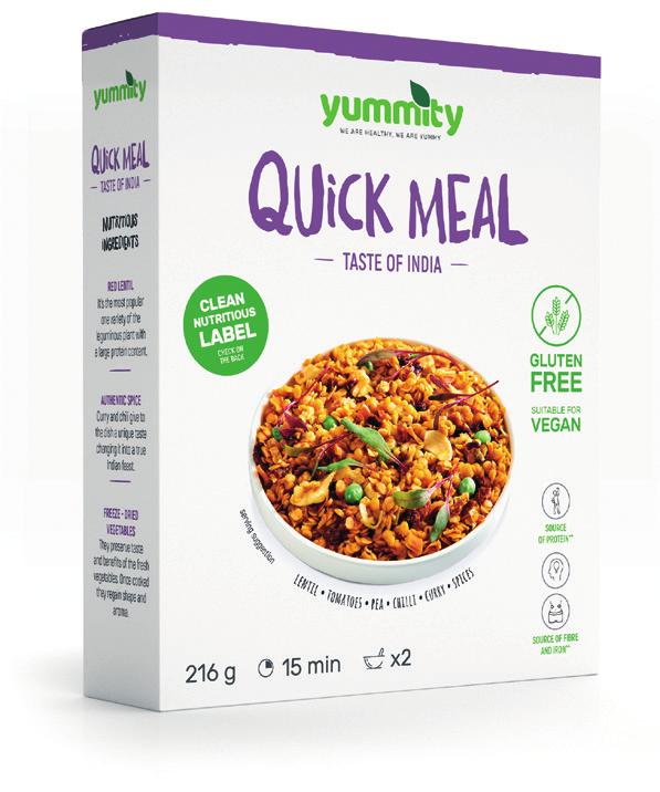 QUICK MEAL Ready mix 15 minutes preparation time Clean and clear label ingredients perfectly meet the needs of well-balanced diet.