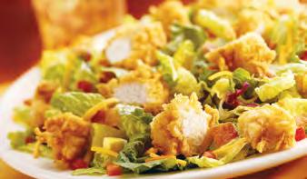Salad Ultimate Buffalo Chicken Salad Crispy chicken tossed in spicy buffalo sauce, on a bed of greens tossed with creamy ranch dressing.