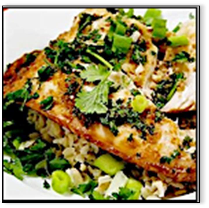Teriyaki Tilapia & Herb Salad (6a) Dinner 6 Teriyaki Tilapia & Herb Salad with Rice and Orzo Pilaf Total Time: 25 min. 2 (6 oz.) Tilapia fillets 2 tbsp. teriyaki sauce 2 tbsp.