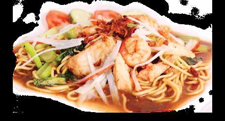 Noodles Homecooked Clear Noodle Soup Assorted seafood in a clear broth with vegetables, fish,