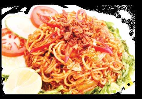 00 Hokkien Fried Mee or Beehoon Wok-fried with prawns, chicken, fish fillet and vegetables in a
