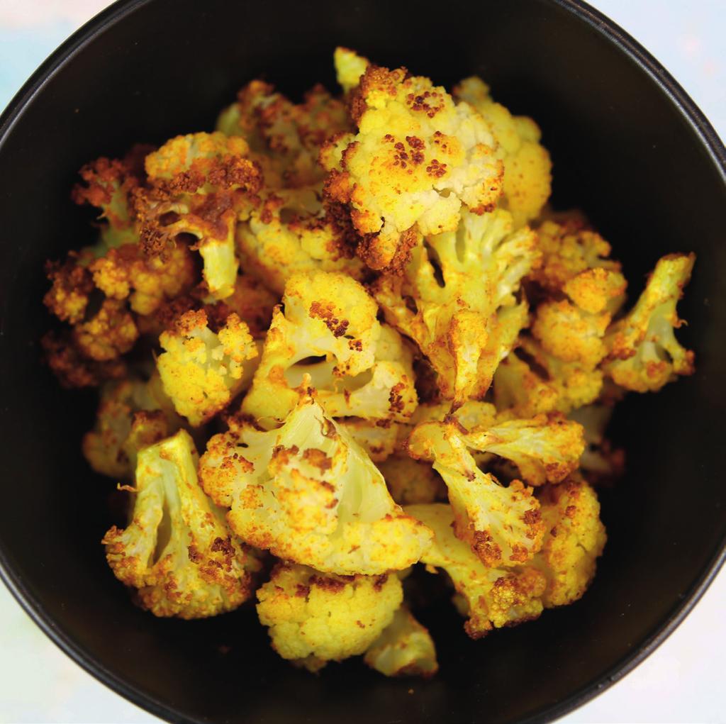 Roasted curried cauliflower Dairy free Vegan Healthy fats Protein