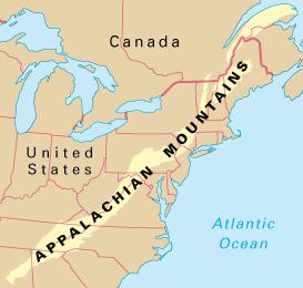 Appalachian Mountains- west of the colonies and