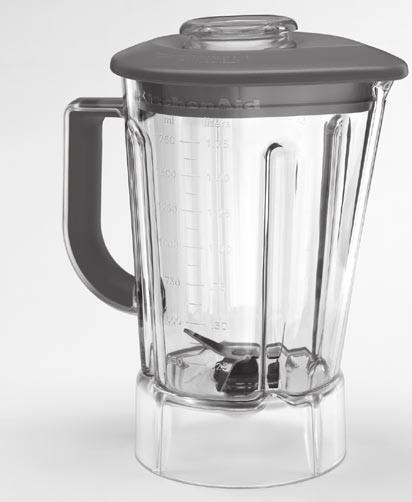 Optional blender accessory* 5KPP56EL 1,75L POLYCARBONATE PITCHER WITH LID Large 1,75L and light 1-piece polycarbonate pitcher design with unique shape Easy handling, easy cleaning DuraClear pitcher