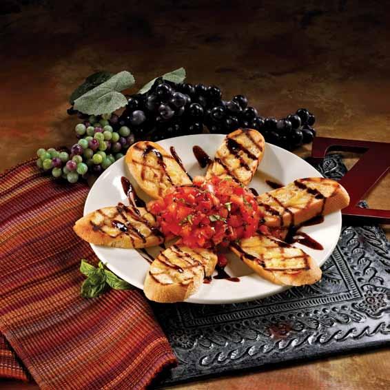 Appetizers Bruschetta Fresh chopped Roma tomatoes, garlic and basil drizzled with balsamic reduction and served with grilled Italian bread. $ 6.29 we recommend: bonterra sauvignon blanc $7.