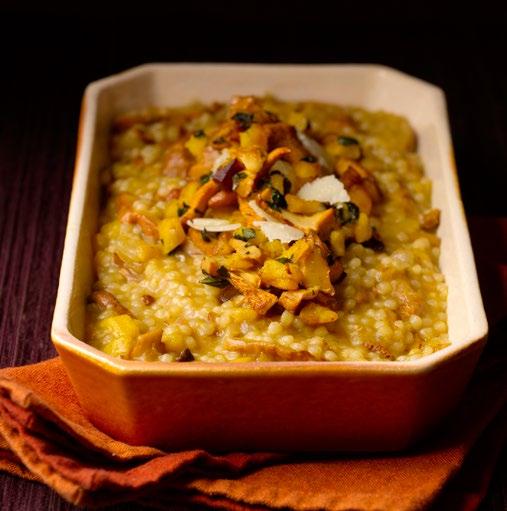 tuesday february 12 Israeli Couscous Risotto with Pumpkin and Chantarelle Mushrooms Cooking couscous "risottostyle" is much faster than the real thing, but the results are equally satisfying and