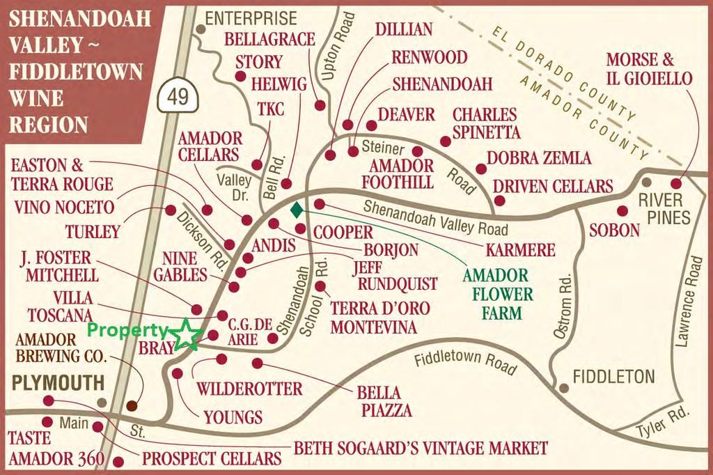 AREA WINERIES & VINEYARDS MAP REPRODUCED WITH THE KIND