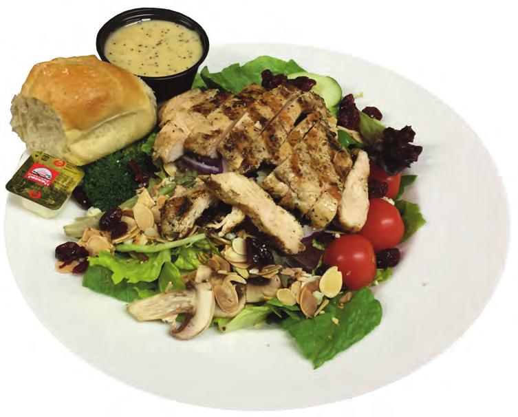 with poppy seed dressing Cranberry Almond Chicken Salad - Mixed greens, broccoli, mushrooms, cucumbers, red onion,