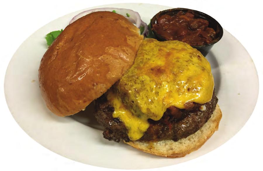 Burgers & Sandwiches Shown with baked beans *Tennessee Burger - Topped