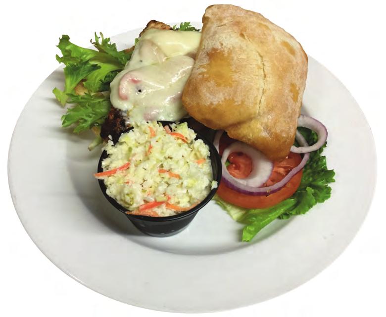 with sautéed onions, mushrooms and Swiss cheese Shown with coleslaw Furnace Creek Chicken Sandwich - Grilled marinated