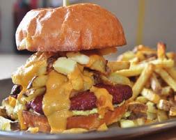 Add Cheddar or House Made Bacon for $ each An 8oz Smoked Beef Chuck Patty on Béarnaise Sauce, Topped with Fries, Cheese Curds and Mac n Cheese Sauce, Served on a Grilled Bun Two 8oz Smoked Beef Chuck