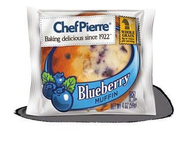 83 8895 51% Whole Grain Blueberry Muffin Sweet, juicy blueberries in a whole grain-rich muffin base to meet new USDA meal guidelines, ideal for schools 15.