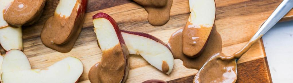 Apple with Almond Butter 2 ingredients 5 minutes 2 servings 1. Slice apple and cut away the core. 2. Dip into almond butter.