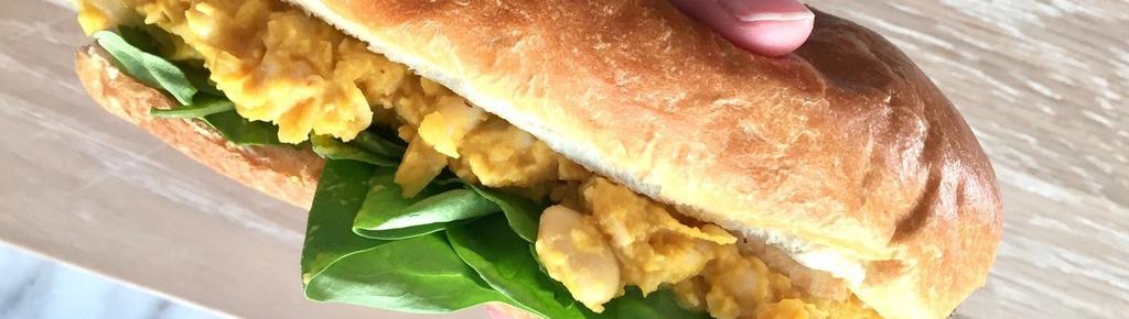 Curried Chickpea Salad Sandwich 7 ingredients 5 minutes 2 servings 1. 1. Drain and rinse chickpeas 2. 2. In a bowl, combine chickpeas, ginger, yellow curry, and mayonnaise - mashing the chickpeas to desired consistency with a fork.