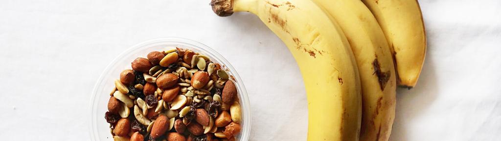 Trail Mix With Banana 2 ingredients 5 minutes 2 servings 1. Divide trail mix into bowls or containers, and serve with a banana on the side.