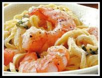 7/13/13 shrimpwithbasilalfredo Shrimp Pasta with Basil Cream Sauce Easy Gourmet *Points+ Value: 7 Calories: 280 Fat: 9.1 Carbs: 27.9 Fiber: 1.1 Protein: 21.