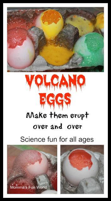 EGG VOLCANO FUN ERUPTION Simple egg experiment for children This is very simple, all you have to do is crack the top of the egg a little and peel the shell off, then wash the inside of the egg with