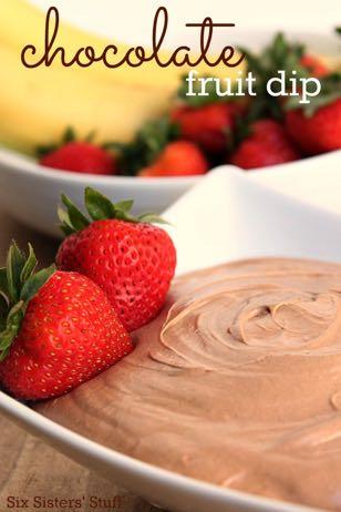 SMALLER FAMILY CHOCOLATE FRUIT DIP D E S S E R T Serves: 4 Prep Time: 10 Minutes Cook Time: 3 Minutes 3/4 cup milk chocolate chips 1 (8 ounce) container cool whip 1/2 teaspoon ground cinnamon 16