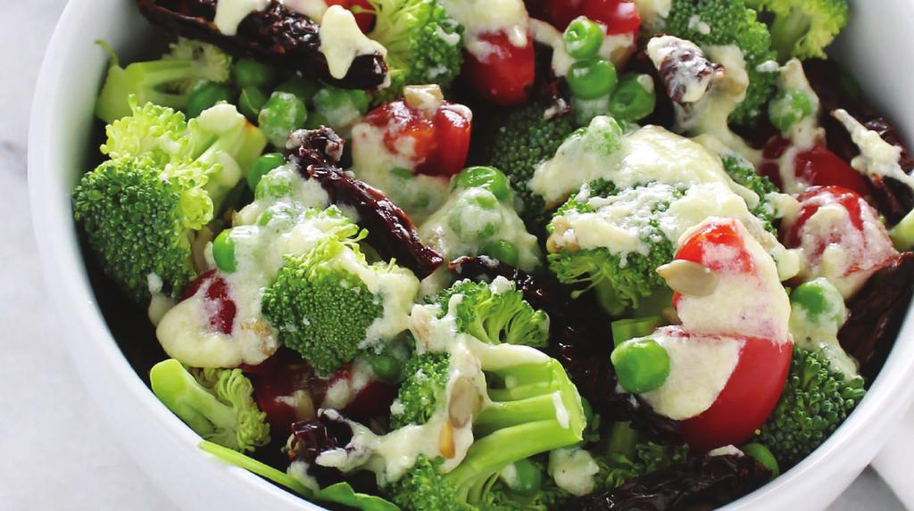 S A L A D S, S A N D W I C H E S & S O U P S WINTER BROCCOLI SALAD WITH WARM PARMESAN DRESSING YIELDS: 2 SERVINGS PREP TIME: 16 MINUTES 4 cups Mixed Spring Greens 1 cup Broccoli Florrets 1/4 cup