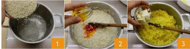 Preparation with a stuffing with ragout or ham To prepare rice pellets, start by boiling rice in 1.