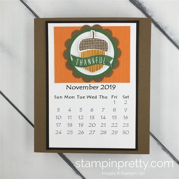 November -Base is Soft Suede -Stamp Sets: Acorny Thank You -Ink: Garden Green, Delightful Dijon, and Soft Suede -Cardstock: Soft Suede, Garden Green, and