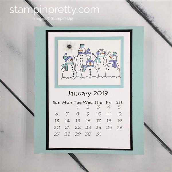 January -Base color is soft sky -Stamp Set: The More the Merrier -Ink: Tuxedo Black Memento -Markers: Pool Party, Almost Amethyst, Black,