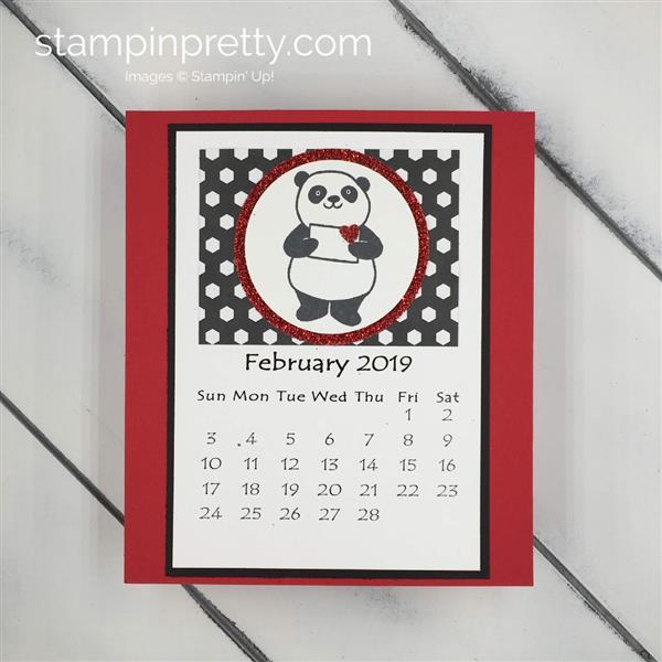February -Base color is real red -Stamp Set: Party Pandas -Ink: Tuxedo Black Memento -Cardstock: Red glimmer