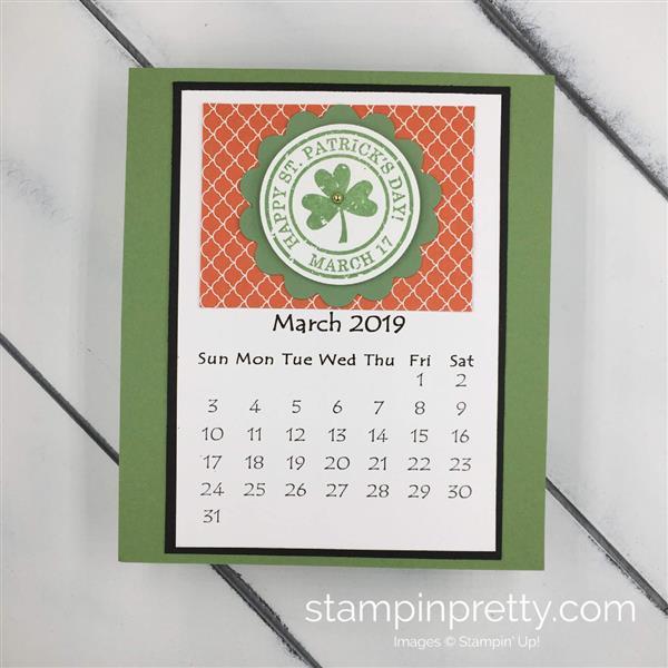 March -Base is Wild Wasabi -Stamp Set: Lucky Shamrock -Ink: Wild Wasabi -Cardstock: Wild Wasabi, Whisper White, Brights DSP