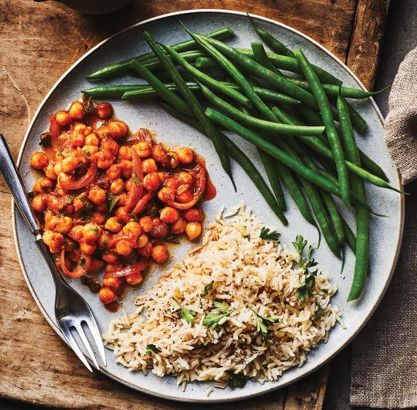 Generally, a balanced dinner plate should be half full of vegetables, a quarter whole grains or starchy vegetables, and a quarter (or a palm-sized portion) of a healthy protein.