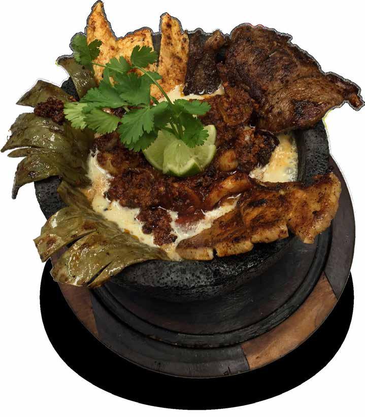 MOLCAJETE CLASICOS MEXICANOS CHIMICHANGA DINNER... 9.99 Two flour tortillas, fried or soft, filled with beef or chicken, covered with nacho cheese.