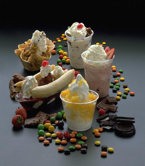 Hoops Scoops Ice Cream Sundaes Vanilla Ice Cream with your choice of Hot Fudge, Caramel, Butterscotch, Strawberry, Pineapple or Cherry and topped with Whipped Cream and a Cherry Soft Serve Small $1.