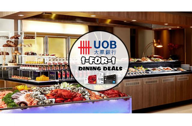 UOB: 1-for-1 Dining Deals for Cardmembers (6 Jun 31 Jul 16) Image composite: Cafe Mosaic, Carlton Hotel Singapore The biggest spread of one-for-one starts with UOB Credit or Debit Cards.