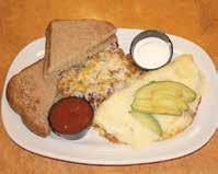 99 Warm tortillas topped with refried beans, two eggs any style and covered with our homemade green chili, melted pepper jack cheese and sour cream. CHILI RELLENO BREAKFAST...$10.