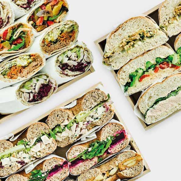 Sandwich Platters Wholemeal bread Roll Platter 38 Six wholemeal rolls, choose from a mix of fillings, including broccoli & hummus, five-spice chicken & apricot and smoked salmon, cucumber & cream