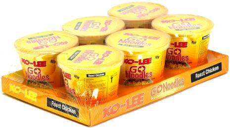 KOLEE GO SPECIFICATIONS * With new improved Ko-Lee Go Cups 12 x 6 x 65g Roast Chicken Curry Bombay Masala Hot & Spicy Configuration s per case 72 65g 12 x 6 x 65g Consumer s 5023751112162