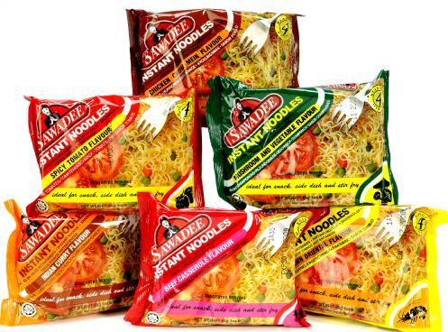 Sawadee Noodles SAWADEE INSTANT NOODLES Available in 6 Chicken Chowmein. Spicy Tomato Indian Curry.