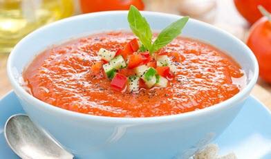 Andalusian Gazpacho Serve this vegetable packed Andalusian Gazpacho in soup bowls, each garnished with a sprig of parsley. Recipe makes twelve cups.