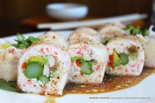 49 shrimp tempura, crabmeat, and spicy tuna 8.Popcorn Roll 14.