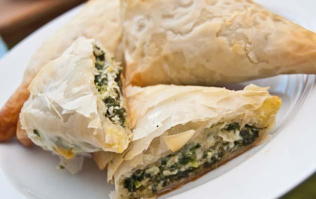 Spanakopita I 40.00 Spinach and Feta Cheese wrapped in a Puff Pastry and served warm. Petite Quiches I 32.00 Chef s assortment including favorites such as Quiche Lorraine and Spinach Quiche.