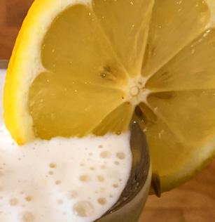 / cup Greek yogurt / cup ice scoop vanilla protein powder / lemon / cup almond milk In a blender, combine yogurt, protein powder, ice, and half of one lemon.