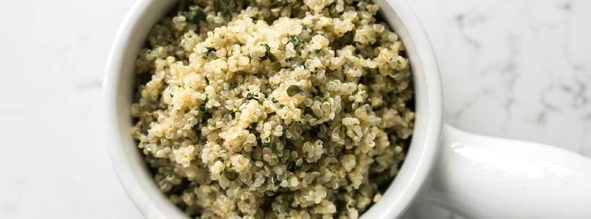 Herb & Garlic Quinoa 6 ingredients 20 minutes 4 servings 1. Combine the quinoa and water together in a pot. Place over high heat and bring to a boil. Once boiling, reduce to a simmer and cover.