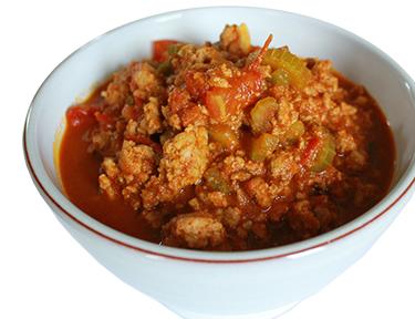 Cycle 1 Dinner Recipes Servings: 2 No Bean Turkey Chili 8 ounces Ground Turkey 2 cups Diced Tomatoes 1 Carrot (diced) 1 Celery Stalk (diced) 1 tsp Chili Powder 1 tsp Cumin 1 clove Garlic (minced) 1
