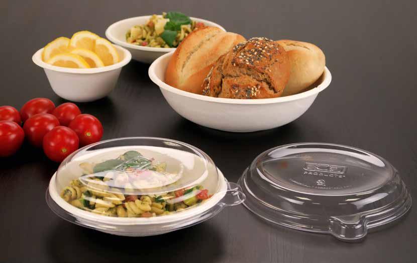 Sugarcane Bowls and Lids Renewable & Compostable Sugarcane Dinnerware is designed to be strong as well as grease and cut resistant.