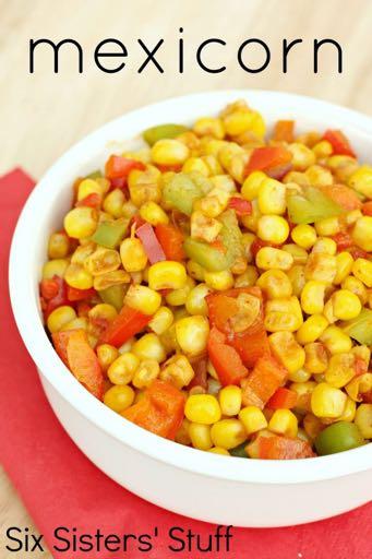 FRESH MEXICORN RECIPE S I D E D I S H Serves: 8 Prep Time: 5 Minutes Cook Time: 10 Minutes 4 cups frozen corn (or fresh) 1 green bell pepper (diced) 1 red bell pepper (diced) 2/3 cup red onion