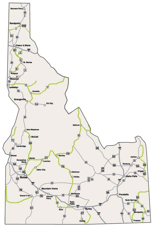 Idaho Road Map Legend Scenic