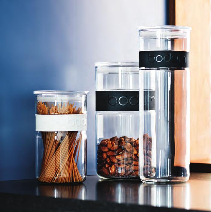 IN ROOM Storage Our PRESSO collection is made from silicone and borosilicate glass. The collection invites the consumer to have flexibility in storing many different types of products.
