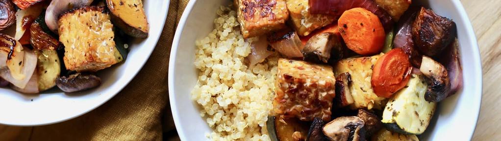 Balsamic Roasted Tempeh Bowls 12 ingredients 1 hour 3 servings 2. 3. 4. 5. Preheat oven to 350 degrees F.