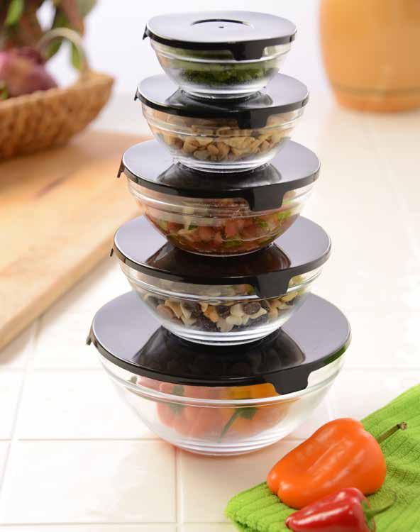 Plastic Storage Containers They are air tight and they nest for easy storage. Will not absorb food odors. A different color lid for each size container.